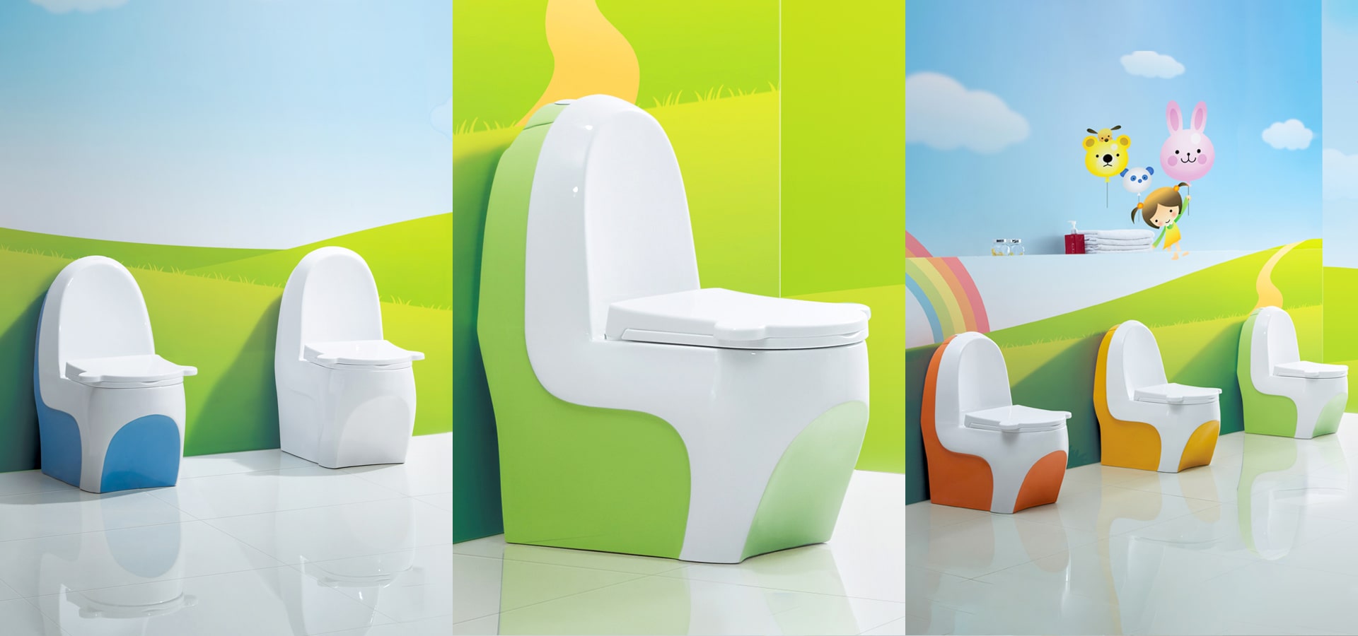 top quality colorful and cute designed kid size one piece toilet WA-8000