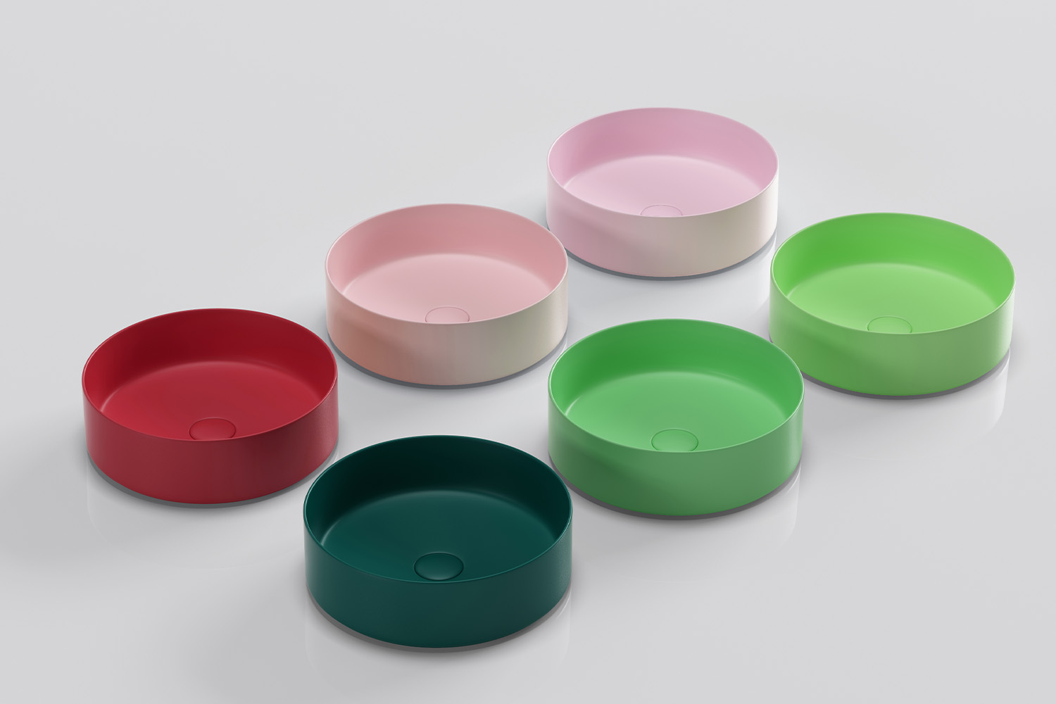 different matte colors are available for 36cm round bathroom wash basin, such as matte light pink, matte dark green, matte red...