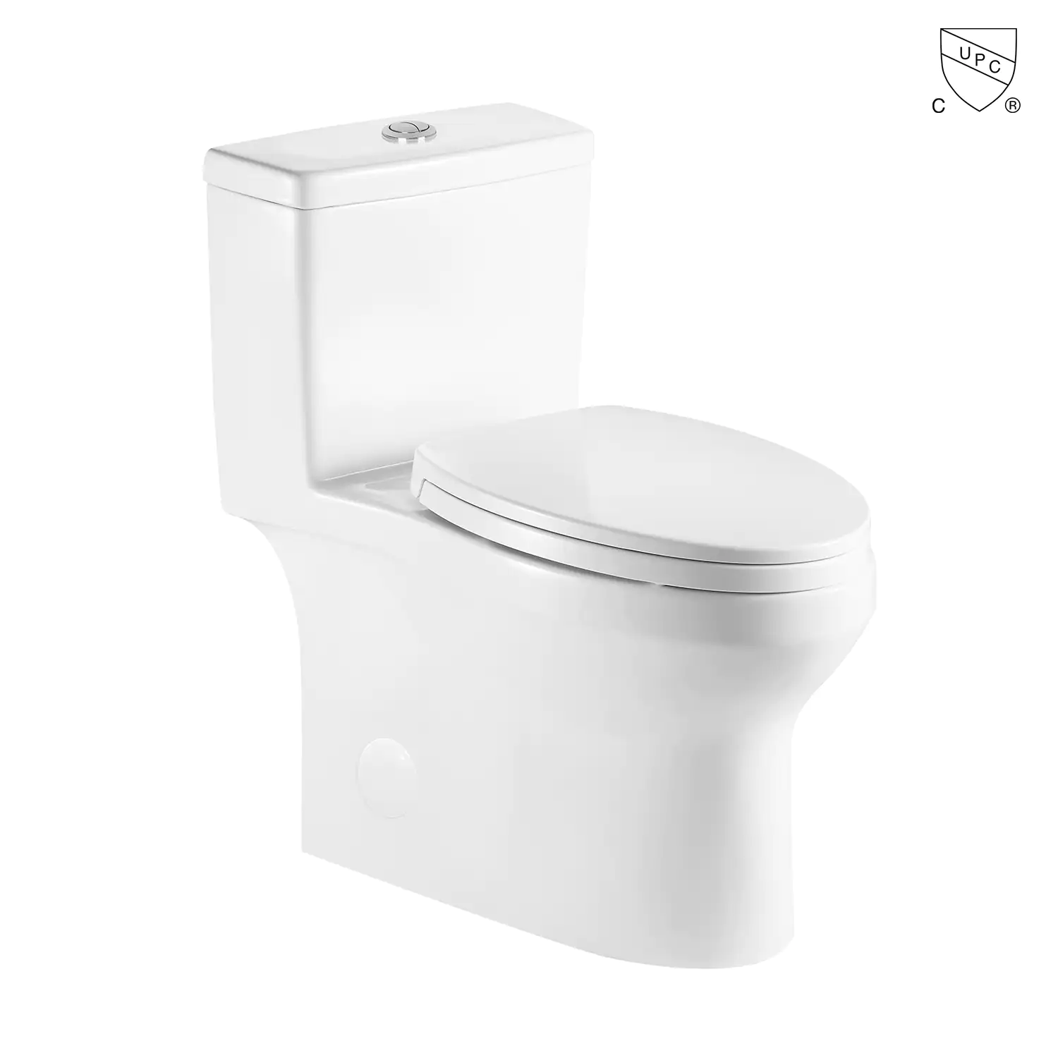 Bathroom Ceramic Fixture One Piece Skirted Elongated Toilet With Cupc Certification Easy Install And Quick Release Soft Close Seat High Efficient Back To Wall Water Closet